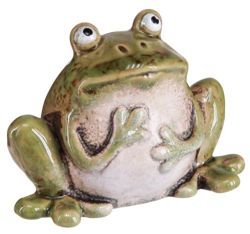 Product Frog Decoration Ceramic Green Brown Vintage Summer H7cm 4 Pcs