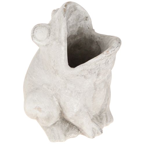 Frog decorative plant pot flower pot concrete grey H18.5cm
