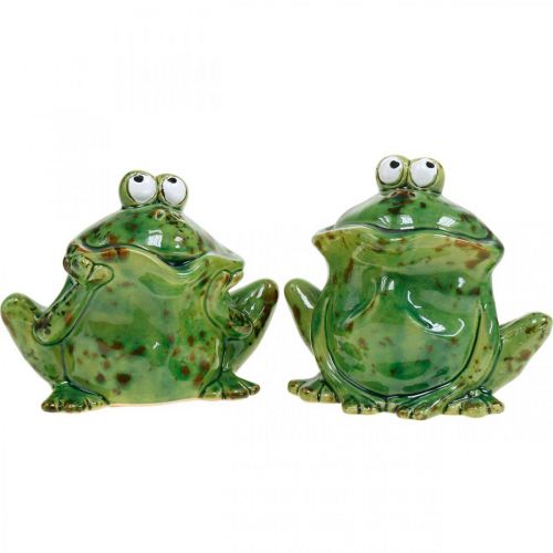 Pair of frogs, ceramic decoration, decorative frog, sitting frogs