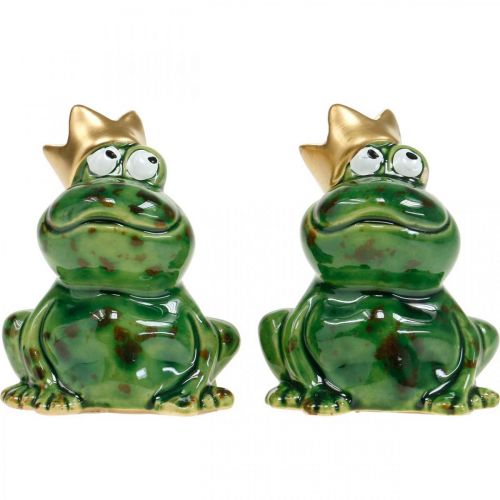 Floristik24 Decorative frog, frog prince, spring decoration, frog with gold crown 2pcs