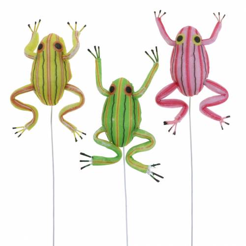 Decorative frogs sorted with wire 7cm 3pcs