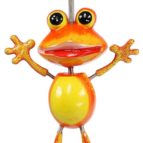 Floristik24 Frog with spring for hanging 13cm orange