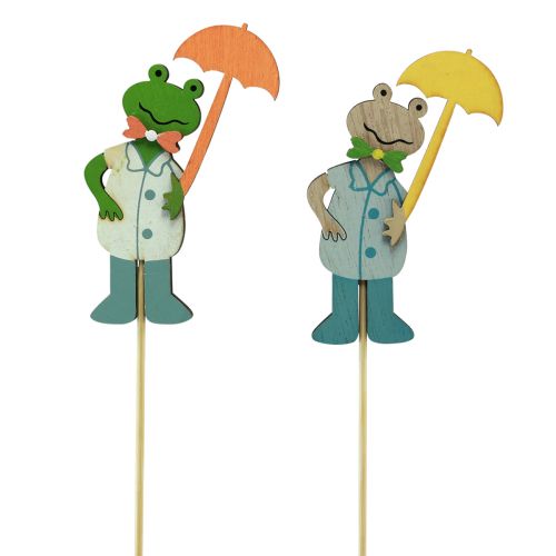 Floristik24 Frog with umbrella flower plug wood 8.5cm 12pcs