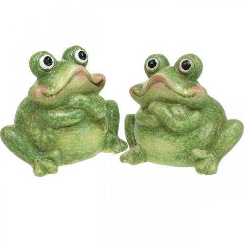 Ceramic frog couple, ceramic frog couple, summer decoration 14cm 2pcs