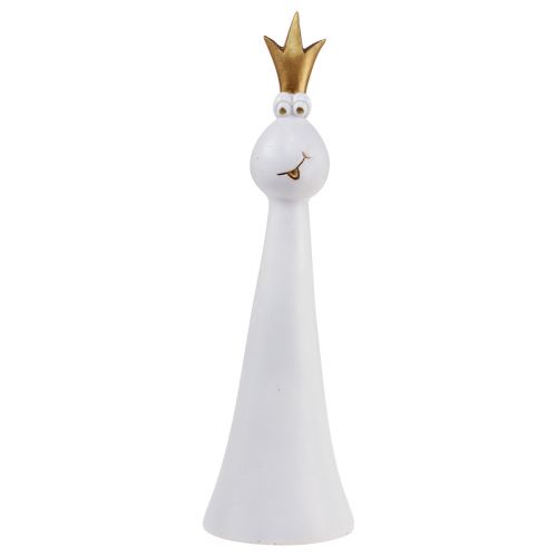 Frog Prince Decoration Frog Decoration Figure White Gold H30,5cm
