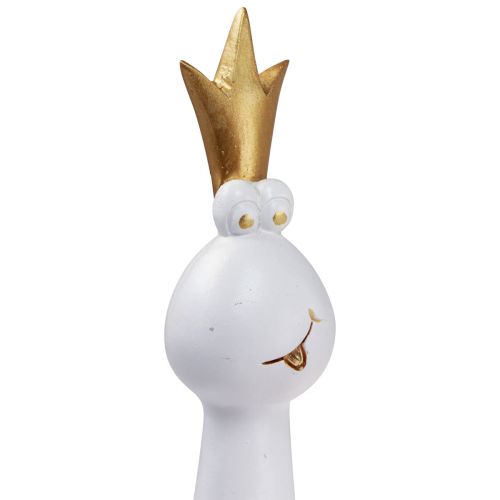 Product Frog Prince Decoration Frog Decoration Figure White Gold H30,5cm
