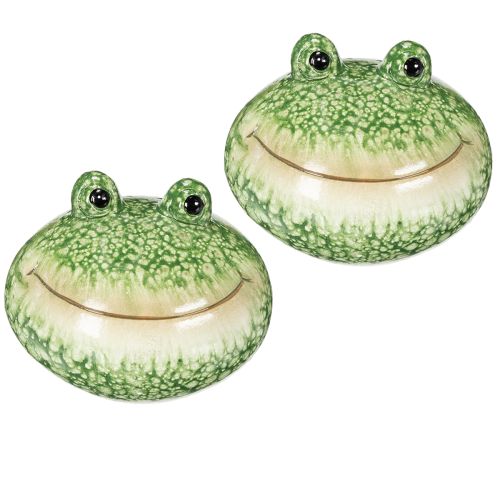 Product Decorative frog figurine for playful home and garden decoration, green, 11cm, 2 pieces