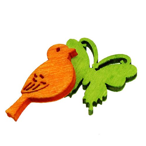 Floristik24 Decorative bird and butterfly wooden scatter decoration colorful 2cm 144p