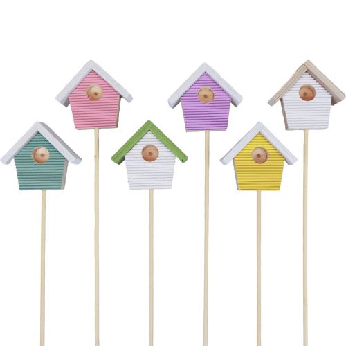 Floristik24 Spring decoration flower plug decorative birdhouse 6.5cm 6pcs