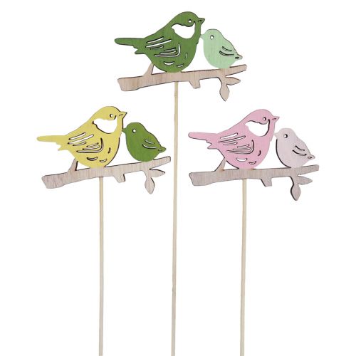 Spring decoration flower plugs wood bird decoration 7×10cm 12pcs