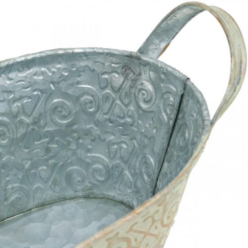 Floristik24 Spring decoration flower pot oval metal plant bowl with handles vintage 28×15cm
