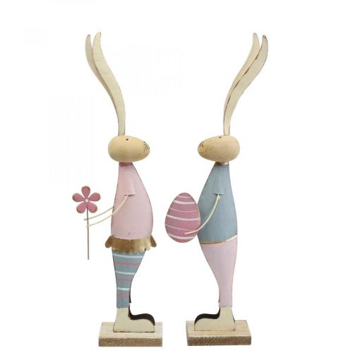 Product Spring decoration rabbits made of metal pair of rabbits H39cm