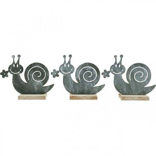 Floristik24 Spring decoration, metal snail, garden decoration, snail with flower, metal decoration 3pcs
