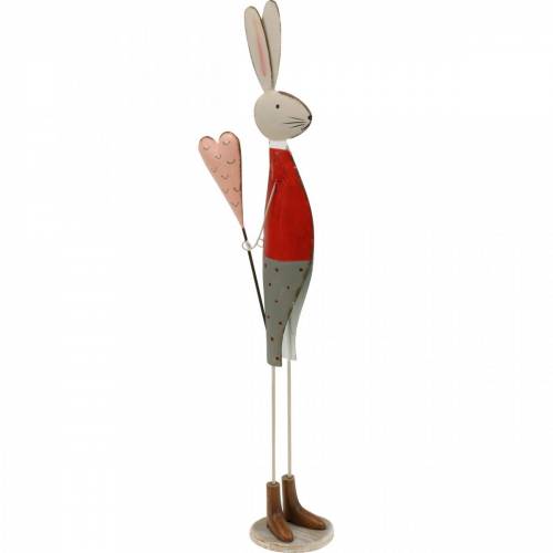 Floristik24 Spring decoration, Easter bunny made of metal, Valentine's Day, bunny with a heart, Easter 45cm