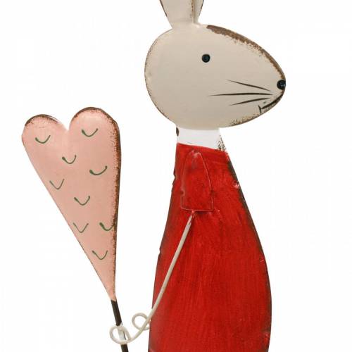 Floristik24 Spring decoration, Easter bunny made of metal, Valentine's Day, bunny with a heart, Easter 45cm