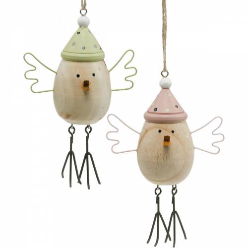 Floristik24 Spring decoration, wooden birds, winter bird with hat, wooden tag 4pcs