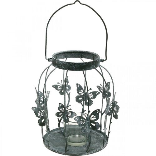 Spring decoration, lantern with butterflies, metal lantern, summer, candle decoration