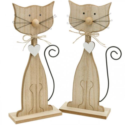 Floristik24 Spring figure, cat decoration, wooden figure, table decoration, country house decoration 2pcs