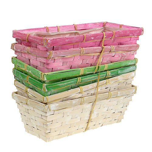 Product Spring baskets square multicolored 25x12x9cm 6 pcs