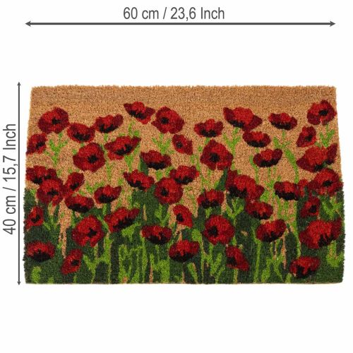 Coir Doormat Poppy Design 60x40x2cm 60% Coir 40% PVC | Floristik24.co.uk