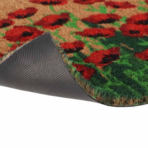 Coir Doormat Poppy Design 60x40x2cm 60% Coir 40% PVC | Floristik24.co.uk