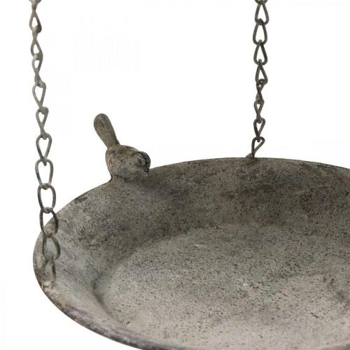Floristik24 Decorative bird feeder, hanging bird bath, metal hanging basket brown, washed white Ø25cm H36cm