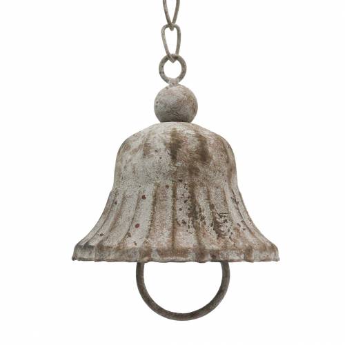 Floristik24 Metal bell for hanging with hooks, antique look, stainless steel grate Ø8.5cm H11cm