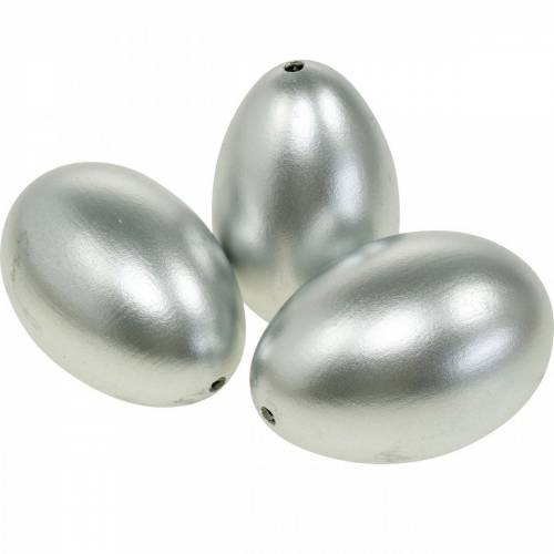 Floristik24 Goose Eggs Silver Blown Out Eggs Easter Decoration 12 Pcs