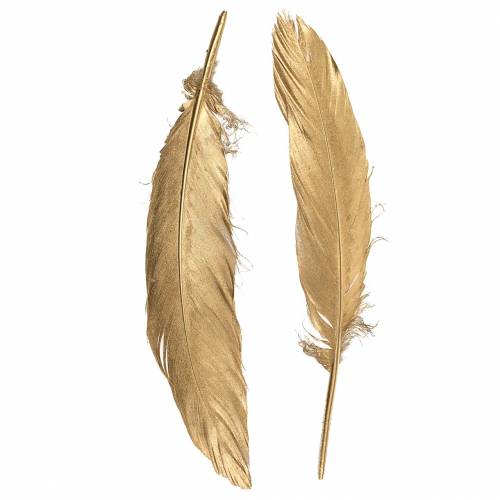 Floristik24 Golden feathers for handicrafts 16-18cm 12pcs