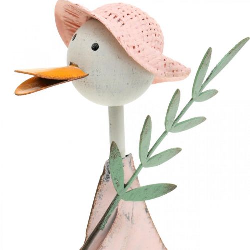 Floristik24 Stork with shovel, metal bird with branch, decorative bird, garden figure, metal decoration H26/28cm set of 2