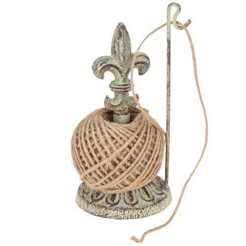 Antique decorative metal thread spool holder with lily and jute 20.5cm