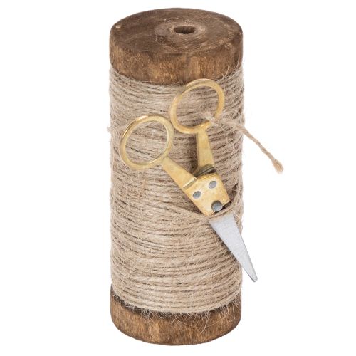 Floristik24 Yarn spool with decorative scissors Ø6.5cm H15cm 2pcs Vintage style