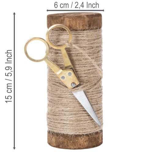 Product Yarn spool with decorative scissors Ø6.5cm H15cm 2pcs Vintage style