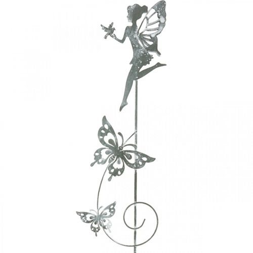 Floristik24 Flower decoration, metal plug flower fairy, spring, elf with butterflies, plant plug 2pcs