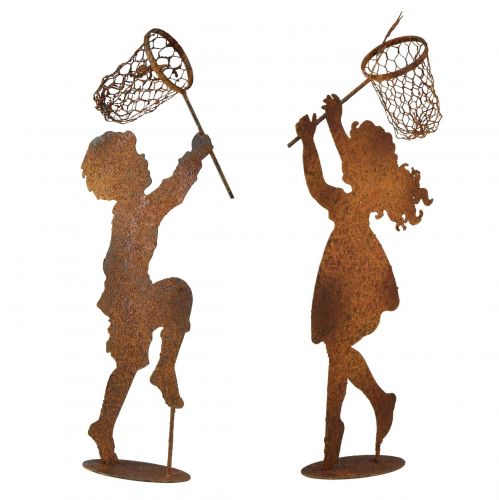 Product Garden decoration rust boy girl figures H44–46cm 2pcs