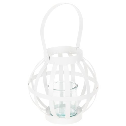 Garden lantern metal with glass Lantern for hanging White Ø18.5cm buy online | Floristik24.co.uk