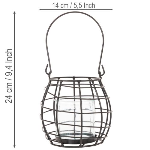 Garden lantern black metal with lantern Ø14cm H12.5cm | Floristik24.co.uk