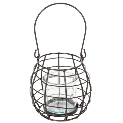 Garden lantern black metal with lantern Ø14cm H12.5cm | Floristik24.co.uk