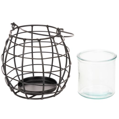 Garden lantern black metal with lantern Ø14cm H12.5cm | Floristik24.co.uk