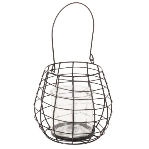 Garden lantern with glass lantern black Ø20cm H18.5cm buy online | Floristik24.co.uk