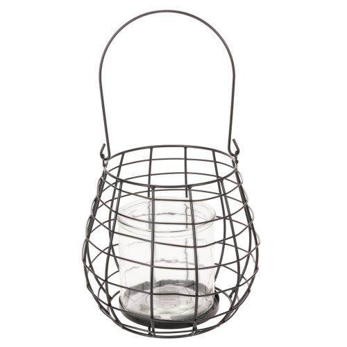 Garden lantern with glass lantern black Ø20cm H18.5cm | Floristik24.co.uk
