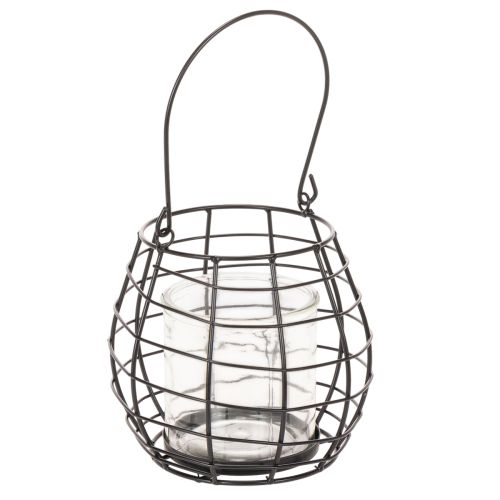 Garden lantern with handle black glass Ø17cm H15cm buy online | Floristik24.co.uk
