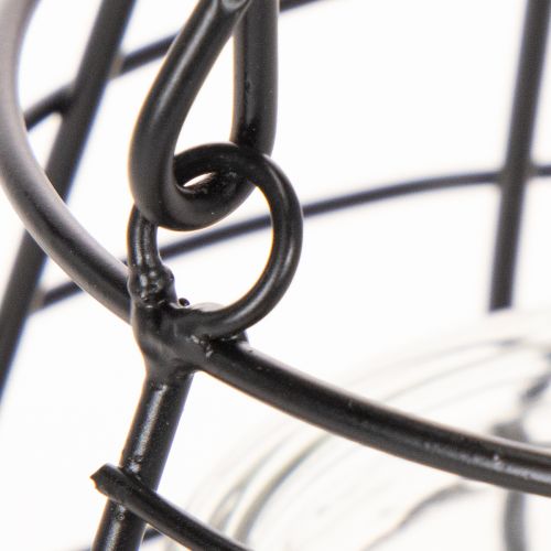 Garden lantern with handle black glass Ø17cm H15cm | Floristik24.co.uk