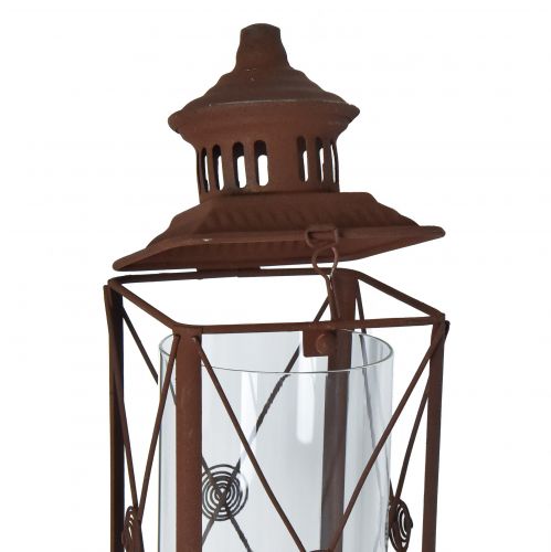 Product Garden lantern metal decoration rust look 12cmx12cmx135cm