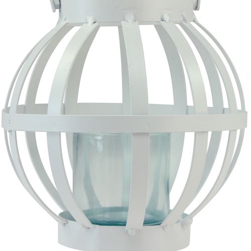 Product Garden lantern metal glass lantern for hanging white Ø18.5cm