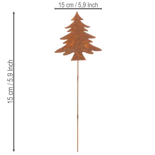 Garden stake, weathered steel, deer, star, fir tree, H10/15cm, 3 pieces | Floristik24.co.uk