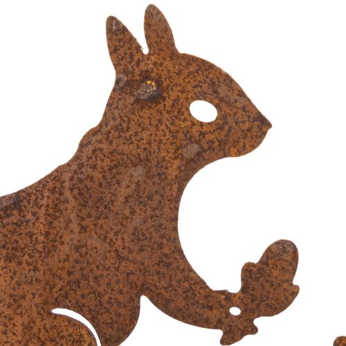 Garden stake squirrel on branch, weathered metal, 42cm high, 3 pieces | Floristik24.co.uk