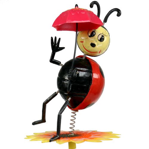 Floristik24 Garden plug Ladybug with umbrella on the bar 74cm