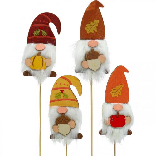 Garden stake gnome autumn decoration wood sorted 39cm 8pcs