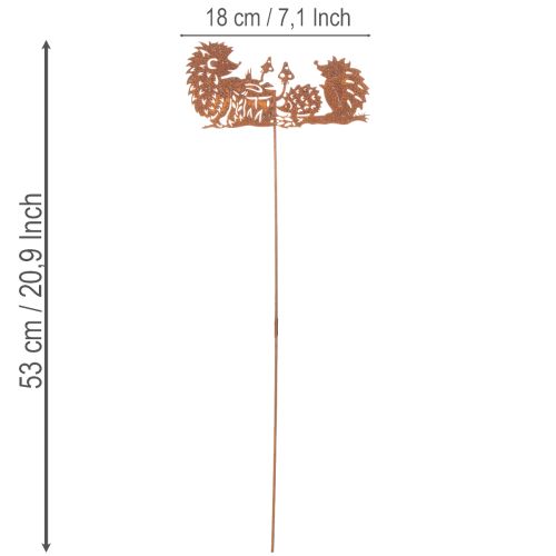 Hedgehog Garden Stake with Rust Effect – 53cm Decorative Metal Ornament | Floristik24.co.uk